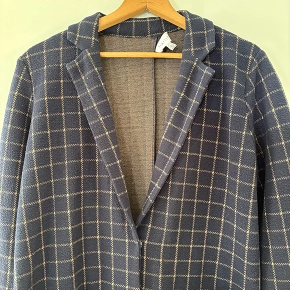 Anthropologie Harlyn Navy Plaid Jacket – Size Small – Snap Front – Mid Length - Picture 9 of 12